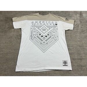 American Fighter Shirt Mens Large Beige White Short Sleeve Graphic Tee